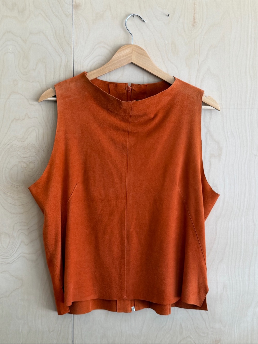 Anthropologie Burnt Orange Sleeveless Suede Tank